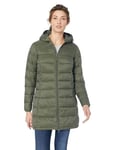 Amazon Essentials Doudoune à Capuche Légère et Imperméable avec Fermeture Éclair Intégrale (Disponible en Grande Taille) Femme, Vert Olive Foncé, S