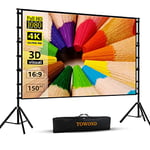 Projector Screen and Stand,Towond 150 inch Indoor Outdoor Projection Screen, Portable 16:9 4K HD Rear Front Movie Screen with Carry Bag Wrinkle-Free Design for Home Theater Backyard Cinema