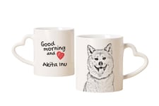 Akita Inu - koira-muki, suloinen sydämenmuotoinen korvalla varustettu muki, Art-Dog -brändin monikäyttöinen lahja