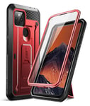 SUPCASE Unicorn Beetle Pro Series Full-Body Rugged Holster Case with Built-in Screen Protector for 6.2-Inch Google Pixel 4A 5G (2020), Metallic Red