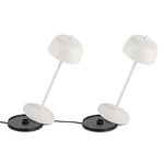 Theta 2x Lampe de Table LED Sans Fil Rechargeable - Lampe Dimmer pour éclairage intérieur et extérieur IP65 - Abat Jour Lampe de Chevet pour Chambre, 2700 - 4000K, 9-24h. LVL (Blanc)