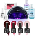 Mylee Complete Professional Gel Nail Polish LED Lamp Kit, 4x MYGEL Colours, Top