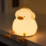 Söt silikon Squishy Light Up Duck Lamp för barn, 3-nivå dimbar amning plantskola nattlampa, Touch Bedside Lamp Creative Gift