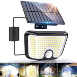 LaiTeny Lampe Solaire Exterieur Detecteur de Mouvement, 155 LED Eclairage Angle 270° Projecteur Solaire avec 3 Modes, Étanche IP65 Ultralight Spot Extérieur Lumiere pour Jardin Patio Garag