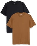 Amazon Essentials Men's T-Shirt Regular-Fit Short-Sleeve Crewneck, Pack of 2, Black/Brown, XXL