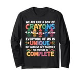 Back To School Funny Teacher We Are Like a Box of Crayons Long Sleeve T-Shirt