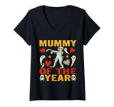 Womens Mummy of the Year Funny mummified Mother Halloween Costume V-Neck T-Shirt