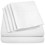 Queen Sheets White - 6 Piece 1500 Supreme Collection Fine Brushed Microfiber Deep Pocket Queen Sheet Set Bedding - 2 Extra Pillow Cases, Great Value, Queen, White