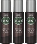 Brut Deodorant Body Spray Musk Long Duree 200ml THREE PACK