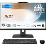 MSI Modern AM242P 12M-806EU PC Tout-en-Un - Dalle IPS 23,8", Intel Core i7-1255U, 16 Go DDR4, SSD 512 Go PCIe 4.0 NVMe, WiFi 6E, Webcam, Haut-parleurs, Clavier/Souris, Windows 11 Famille - Noir