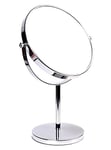 HIMRY Miroir Maquillage de Table 7 Fois grossissant, Ø 20 cm Double Face Miroir cosmétique sur Pied, Miroir pour Salle de Bain, Rond, chromé, pivotant - Idéal pour Rasage, Maquillage, KXD3108-7x