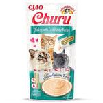 INABA Churu - Friandises pour Chats en Purée au Poulet et Crabe - Délicieux Snacks pour Félins - Texture Lisse et Onctueuse - Nourriture pour Chats - 4 Tubes x 14g