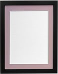 FRAMES BY POST 25mm Black Photo Picture Poster Frame with Pink Mount 60 x 80cm For Pic Size 50 x 70cm (Plastic Glass)