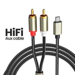 1m Speaker Amplifier Aux Cord Audio Cable Converter Type C To 2 RCA