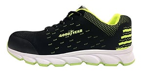 Goodyear Men's Sporty Athletic Safety work trainers, Black Green, 11 UK