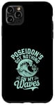 Coque pour iPhone 11 Pro Max Poseidon Dieu de la mer Océan Trident et vagues Illustration