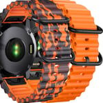 Pack 2x Bracelets Ocean Waves Pour Garmin Fenix 7 Pro Sapphire Solar Orange Et Orange Militaire