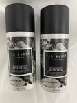 Ted Baker London GRAPHITE BLACK Body Spray 150ml X2 Pack Brand New