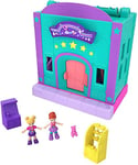 Polly Pocket Pollyville​ La Salle de Jeux, 2 Mini-Figurines Polly et Lila, Accessoires et Autocollants, Jouet Enfant, édition 2019, GFP41