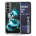 Cokitec Coque Renforcée pour Samsung Galaxy S24 FE Fantastique Dragon Bleu