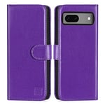 32nd Book Wallet PU Leather Flip Case Cover For Google Pixel 7, Design With Card Slot and Magnetic Closure - Purple