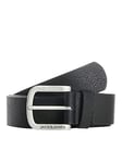 JACK & JONES Men JACHARRY Leather Belt Basic Classic Logo Metal Buckle, Colours:Black, Größe Gürtel:105