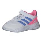 adidas Nebzed Elastic Lace Top Strap Shoes Sneaker, Cloud White/Blue Fusion/Beam Pink, 4 UK