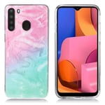 Marmormotiv Samsung Galaxy A21 skal - Rosa / Cyan Marmor