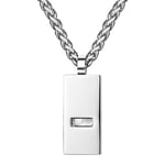 JewelryWe Collier Pendentif Homme Personnalisé: Collier Femme Homme Acier Inoxydable Pendentif Sifflet Silencieux Rectangulaire pour la Respiration Profonde - Cadeau Personnalisable,sans Gravure