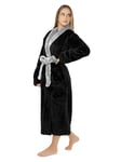 LEBENGOOD Robe de Chambre Femme Hiver, Peignoir Polaire, Sortie de Bain Chaude, OEKO-TEX®(BataMujer XL, Negra)