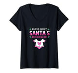 Womens Christmas Gender Reveal Guess What Santa's Bringing Me V-Neck T-Shirt