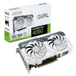 ASUS DUAL NVIDIA GeForce RTX 4060 OC Edition / Blanc – Carte graphique (8GB GDDR6X, PCIe 4.0, DLSS 3, HDMI 2.1a, DisplayPort 1.4a, 2.5 slot, Ventilateurs axiaux à double roulement à billes, 0dB)