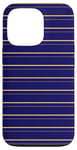 Coque pour iPhone 13 Pro Bleu marine rayé Esthétique Girly Preppy Yellow Stripes