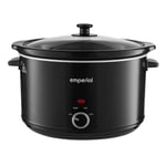 Emperial Slow Cooker With Removable Ceramic Pot, 3 Heat Settings – High/Low and Keep Warm Function, Tempered Glass Lid - For Soups, Casseroles, Sear & Stews - 5.6 Litre, 320W, Black