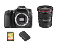 CANON EOS 80D reflex 24.2 mpix + objectif EF 17-40mm F4L USM + 64GB SD card + LP-E6N Battery