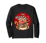 Japanese ramen noodles anime funny Japan cat Long Sleeve T-Shirt