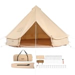 VEVOR Tente Cloche en Toile 7 m Tente de Yourte 4 Saisons Tente de Camping Familial avec Trou de Poêle à Bois, Sacs de Rangement pour Glamping Jusqu'à 12 Personnes, Groupes en Plein Air, Fête, Chasse