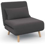 Idmarket - Fauteuil convertible romeo lit d'appoint 1 place 80x190 cm tissu gris anthracite