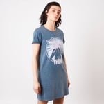 The Thing Man Is The Warmest Place To Hide Women's T-Shirt Dress - Navy Acid Wash - L