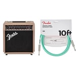 Fender Acoustasonic 15 Acoustic Guitar Amplifier & 990510058 Original Series Instrument Cable - 10 ft – STR/STR – Surf Green, 3 Metre