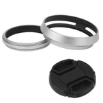 Haoge LH-X53W 3in1 Lens Hood with Adapter Ring and Snap On Cap Set for Fujifilm Fuji FinePix X70 X100 X100S X100T X100F X100V Camera Silver replaces Fujifilm LH-X100