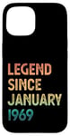 Coque pour iPhone 15 56e anniversaire homme femme légende depuis janvier 1969