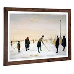 Big Box Art Framed Print of Hendrick Avercamp Little Ice Age Design | Wall Art Picture | Home Decor for Kitchen, Living Room, Bedroom, Hallway, Walnut, A2 / 24.5x18 Inch / 62x45cm