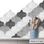 25 × 25,5 cm Carrelage Adhésif Mural, Sticker Carrelage, Autocollant en Tuile en Mosaique pour La Salle De Bain Et La Cuisine Noir, Gris Et Blanc
