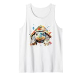 Vibrant Splash Style Tortoise Art Tank Top