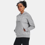 Sweat à capuche Under Armour Essential Fleece pour femme Mod Gris Light Heather / Blanc XS