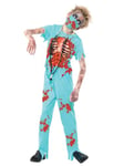 Smiffys Costume chirurgien zombie, Bleu, avec pantalon sanglant, haut, masque & stéthoscope