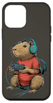 Coque pour iPhone 12 mini Capybara Gamer Casque de jeu vidéo pour adolescents et joueurs de jeux