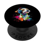 Artistic Colorful Jack Russell Terrier Headphones Dog Jacky PopSockets Adhesive PopGrip