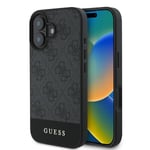 Coque IPHONE 16 Plus Guess Simili Cuir Gris Avec Logo Couleur Dorée